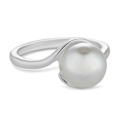 Silver pearl twist ring